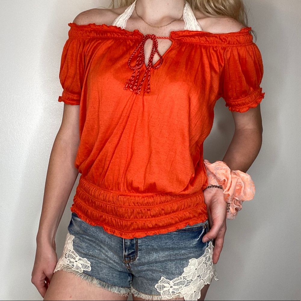 Orange Blouse w/ front tie (small)